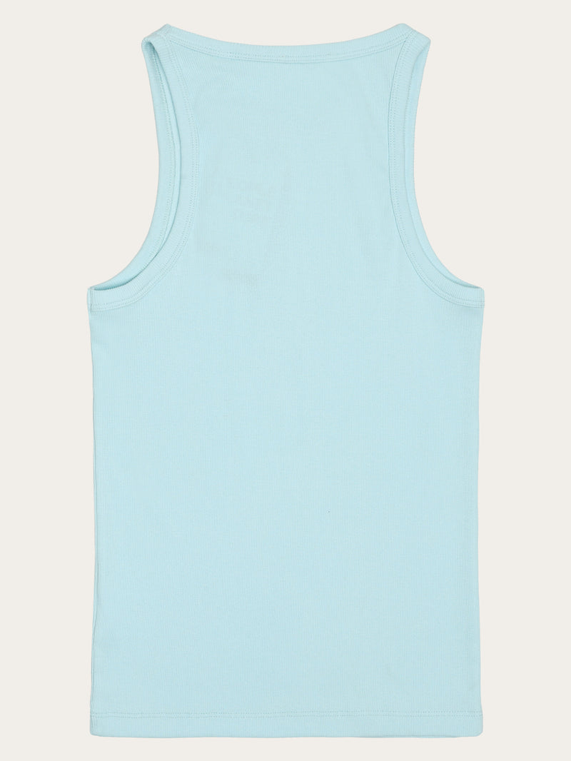 KnowledgeCotton Apparel - WMN Racer rib top T-shirts 1480 Aqua-Esque