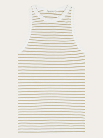 KnowledgeCotton Apparel - WMN Racer rib top T-shirts 8033 Creme Stripe