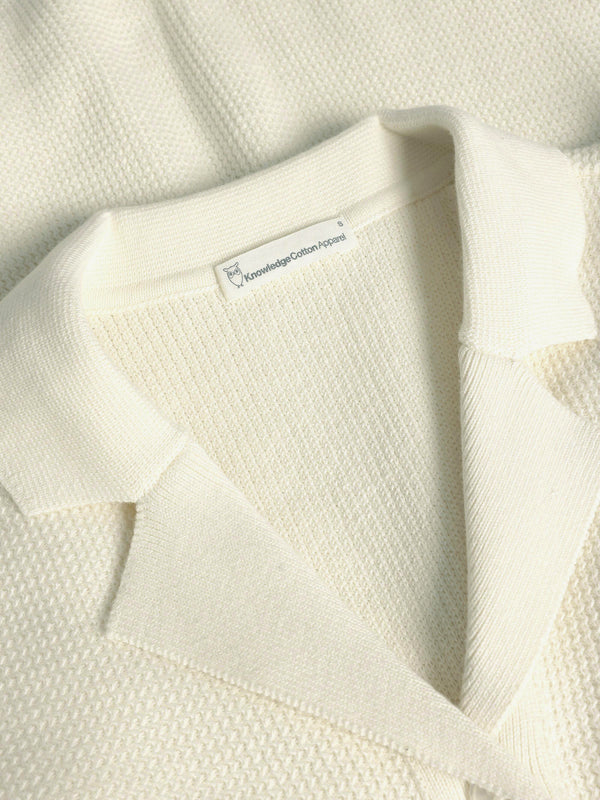 KnowledgeCotton Apparel - WMN Racking stitch short sleeved shirt - Regenerative Organic Certified™ - GOTS/Vegan Knits 1387 Egret