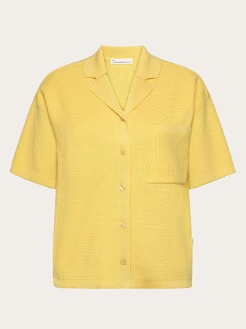 KnowledgeCotton Apparel - WMN Racking stitch short sleeved shirt - Regenerative Organic Certified™ - GOTS/Vegan Knits 1482 Yarrow