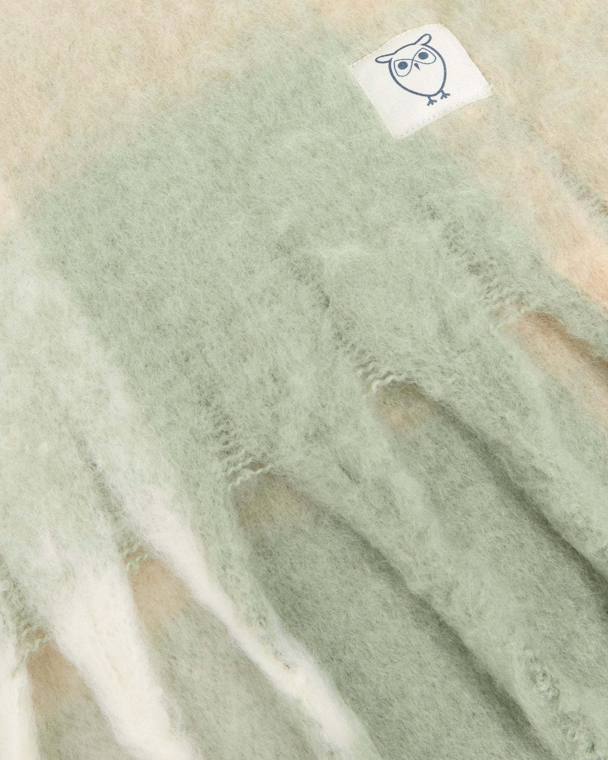 KnowledgeCotton Apparel - UNI Recycled fringe scarf Scarfs 7010 Light green Check