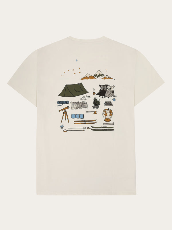 KnowledgeCotton Apparel - MEN Regenerative Organic Cotton Back Print T-Shirt GOTS T-shirts 1387 Egret