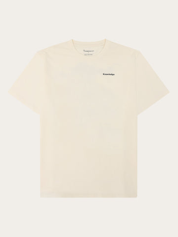 KnowledgeCotton Apparel - MEN Regenerative Organic Cotton Back Print T-Shirt GOTS T-shirts 1387 Egret