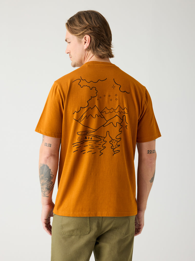 KnowledgeCotton Apparel - MEN Regenerative Organic Cotton Back Print T-Shirt GOTS T-shirts 1485 Pumpkin Spice
