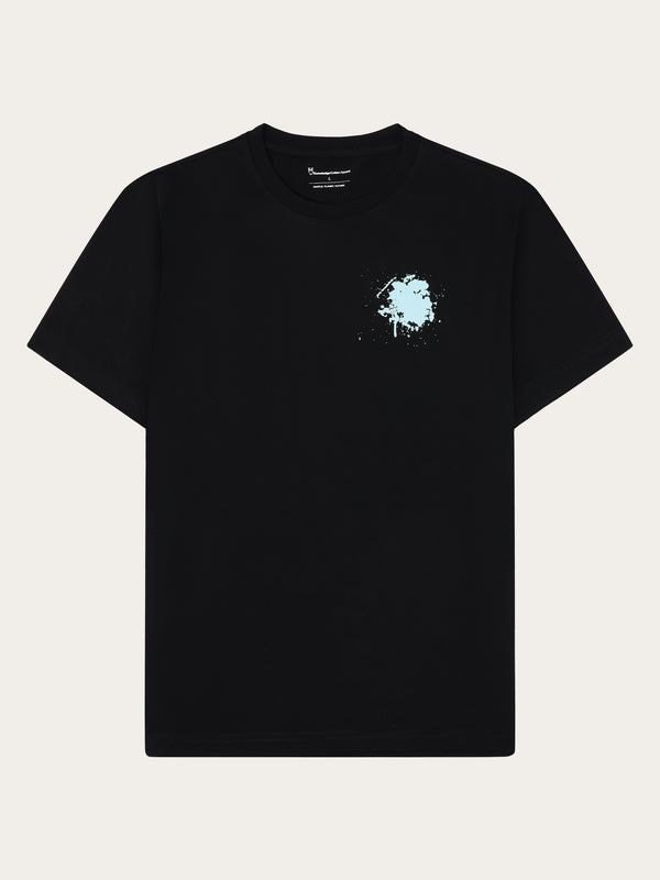 KnowledgeCotton Apparel - MEN Regenerative Organic Cotton Back Printed T-Shirt Water Is Life GOTS/Vegan T-shirts 1300 Black Jet