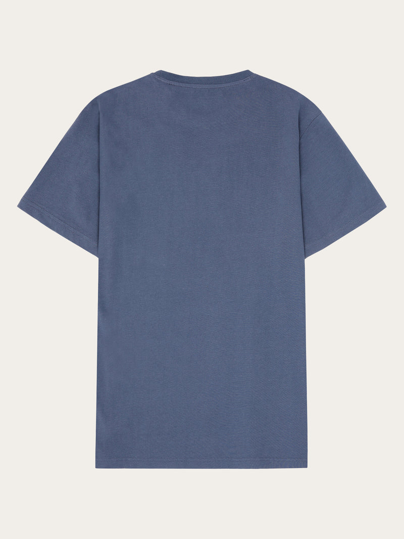 KnowledgeCotton Apparel - MEN Regenerative Organic Cotton Chest Embroidery T-Shirt - GOTS/Vegan T-shirts 1226 Vintage Indigo