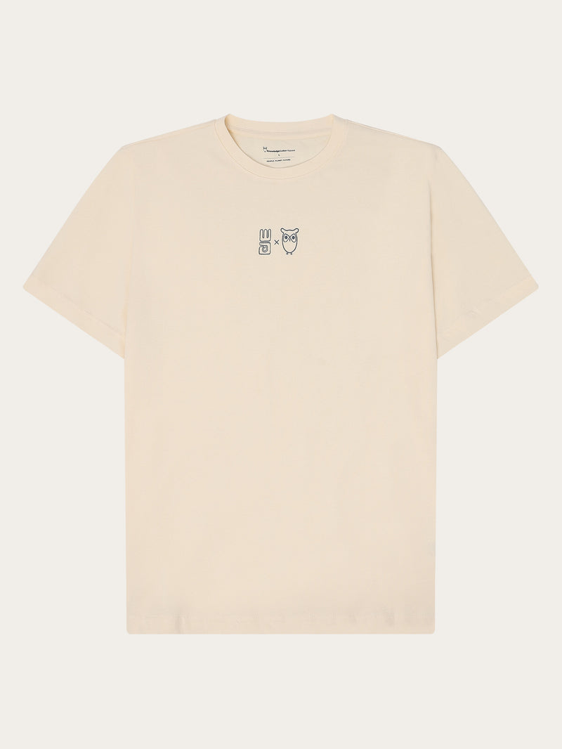 KnowledgeCotton Apparel - MEN Regenerative Organic Cotton Chest Printed T-Shirt Water Is Life GOTS/Vegan T-shirts 1387 Egret
