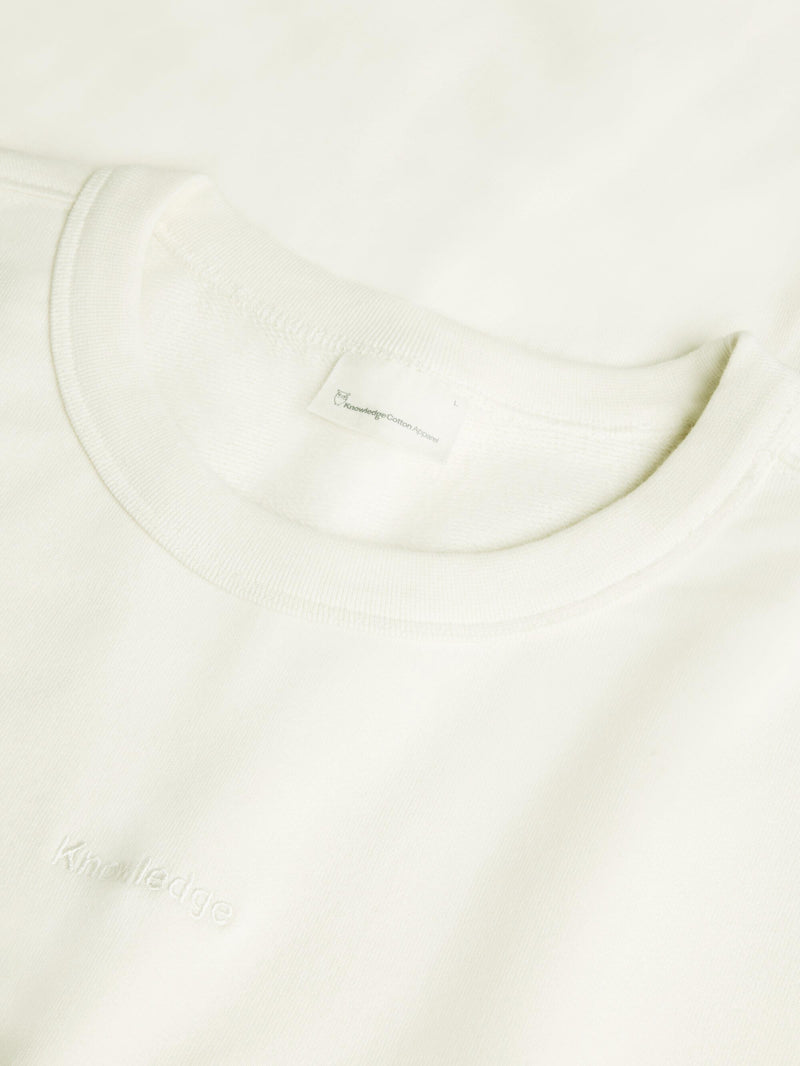 KnowledgeCotton Apparel - MEN Regenerative Organic Cotton Embroidery Crew Neck GOTS/Vegan Sweats 1387 Egret