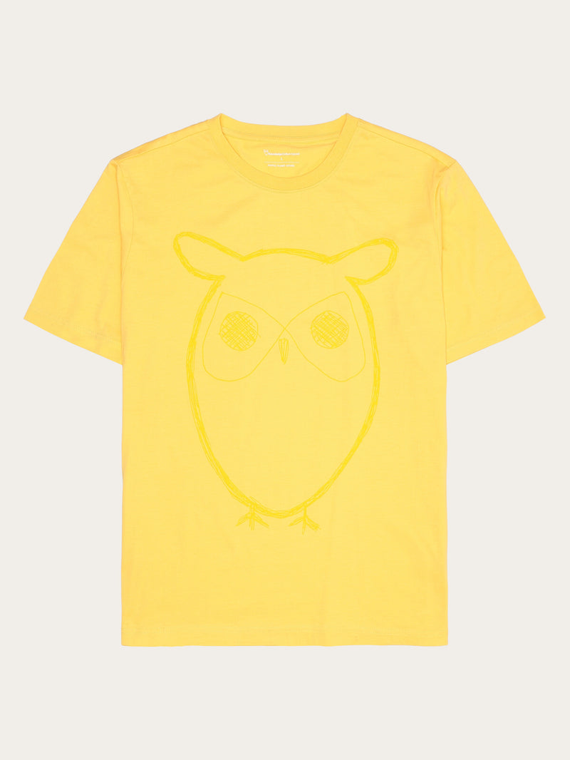 KnowledgeCotton Apparel - MEN Regular big owl front print t-shirt - GOTS T-shirts 1482 Yarrow