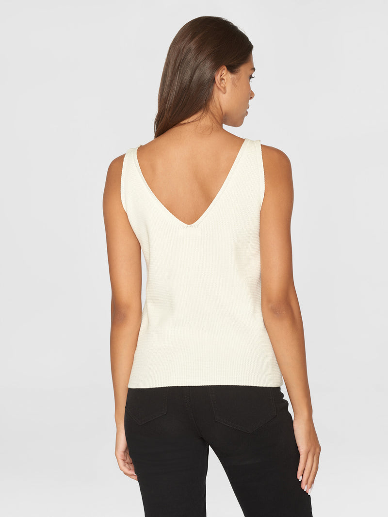 KnowledgeCotton Apparel - WMN Regular cotton racking stich top - GOTS/Vegan T-shirts 1387 Egret