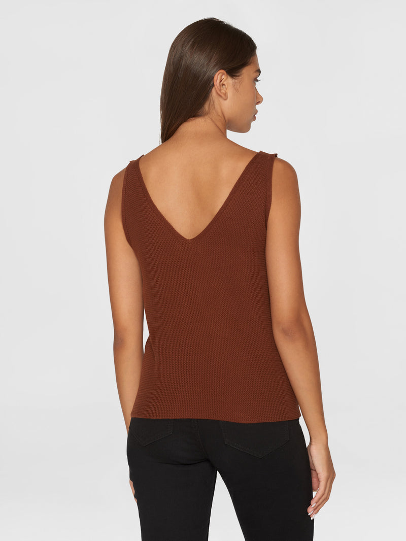 KnowledgeCotton Apparel - WMN Regular cotton racking stich top - GOTS/Vegan T-shirts 1441 Tiramisu