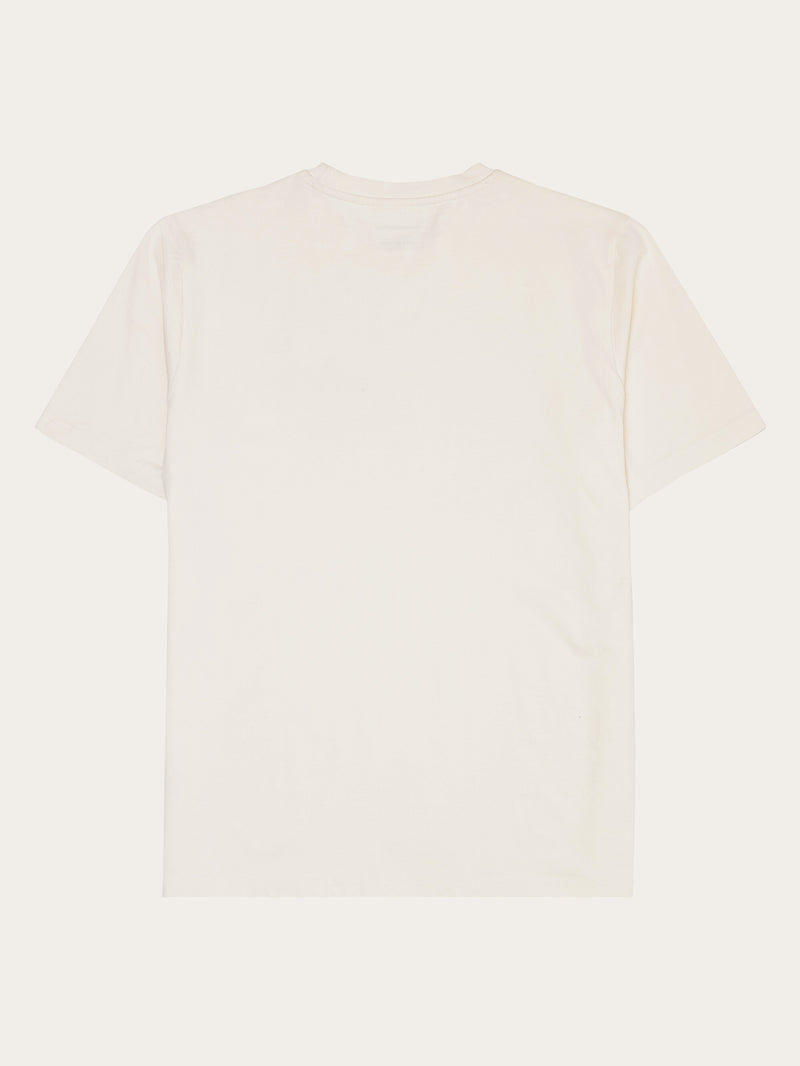 KnowledgeCotton Apparel - UNI Regular drop-shoulder short sleeve heavy single jersey printed t-shirt GOTS/Vegan T-shirts 1387 Egret