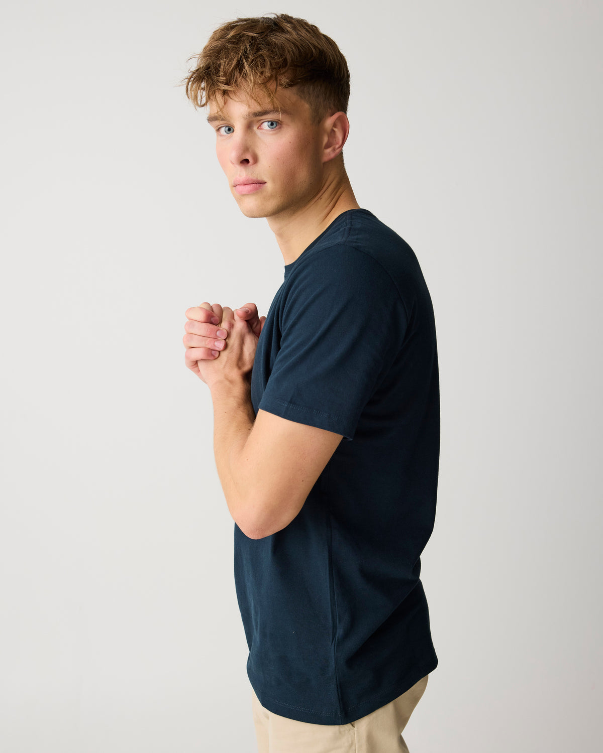 KnowledgeCotton Apparel - MEN Regular fit Basic tee T-shirts 1001 Total Eclipse