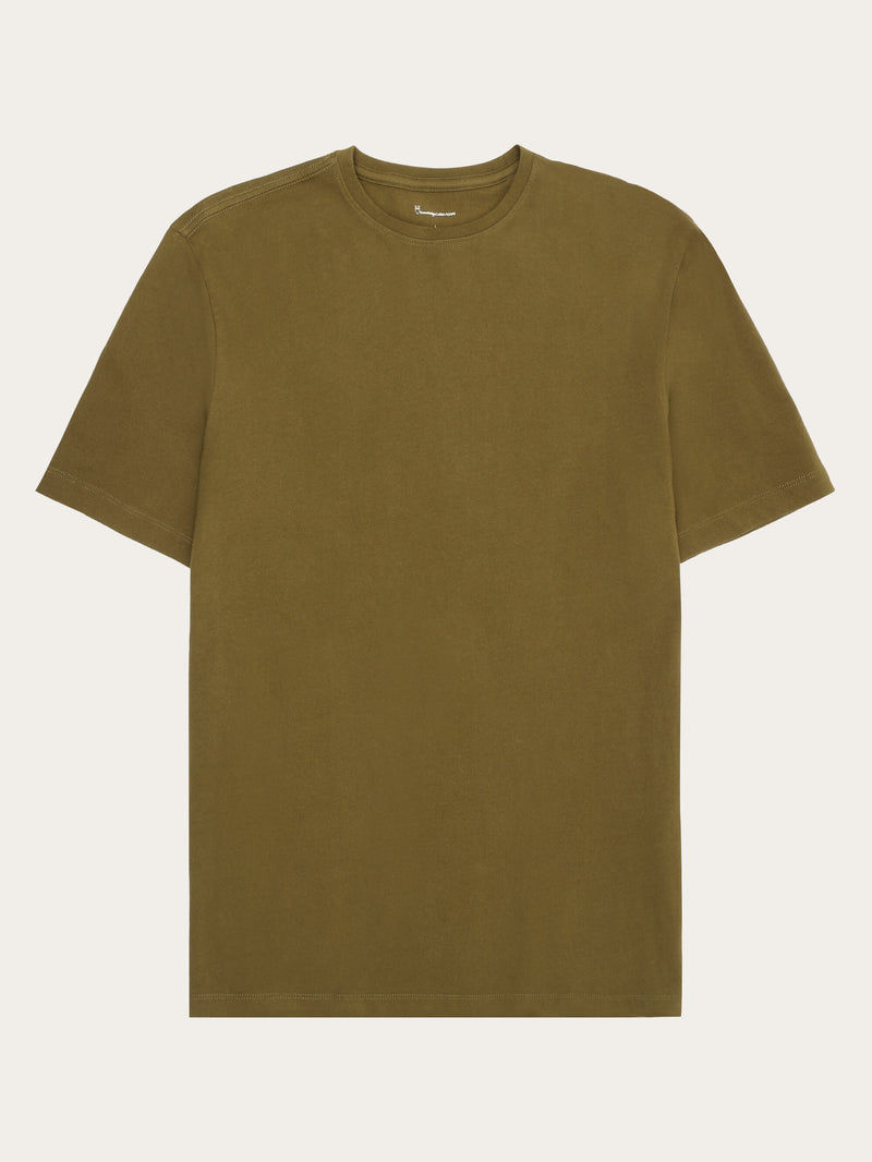 KnowledgeCotton Apparel - MEN Regular fit Basic tee T-shirts 1100 Dark Olive