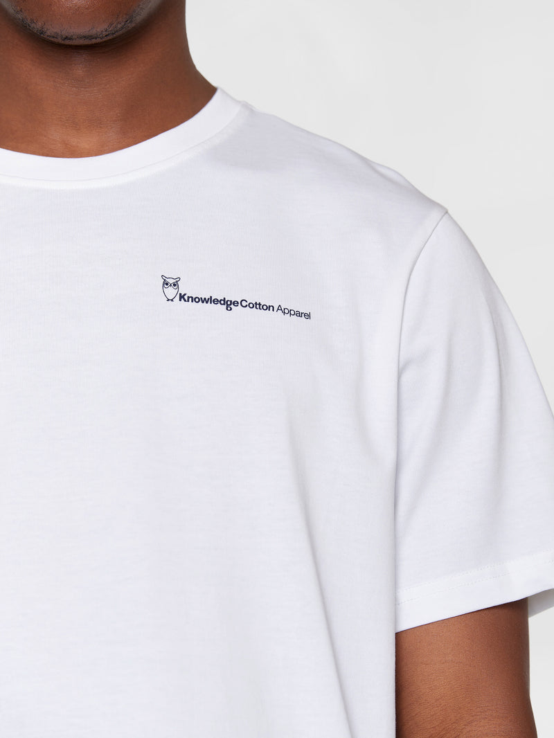 KnowledgeCotton Apparel - MEN Regular fit Knowledge back print t-shirt T-shirts 1010 Bright White