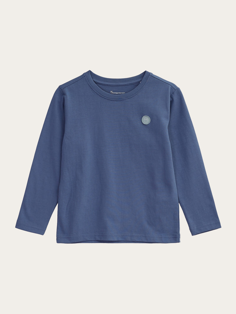 KnowledgeCotton Apparel - YOUNG Regular fit badge long sleeved Long Sleeves 1432 Moonlight Blue