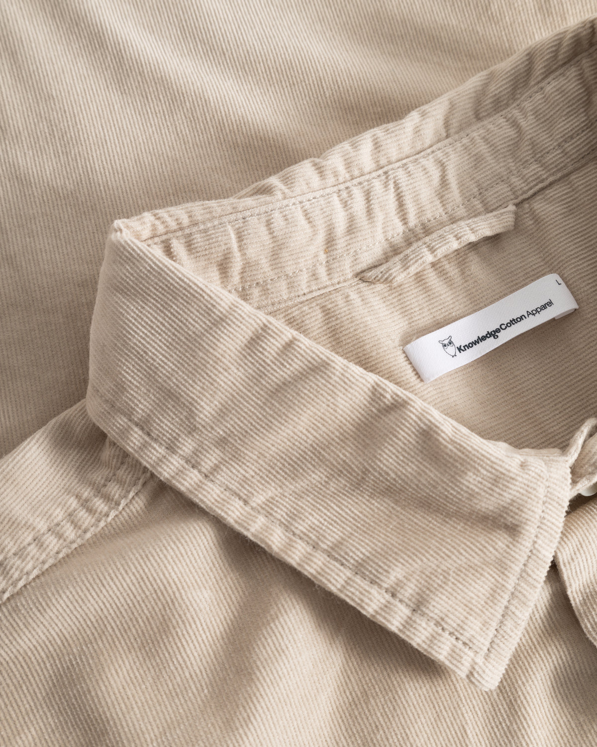 KnowledgeCotton Apparel - MEN Regular fit corduroy shirt Shirts 1228 Light feather gray