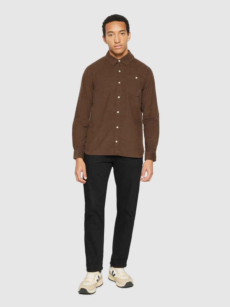 KnowledgeCotton Apparel - MEN Regular fit corduroy shirt Shirts 1243 Demitasse (brown)