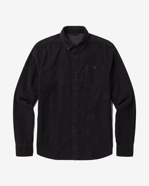 KnowledgeCotton Apparel - MEN Regular fit corduroy shirt Shirts 1300 Black Jet