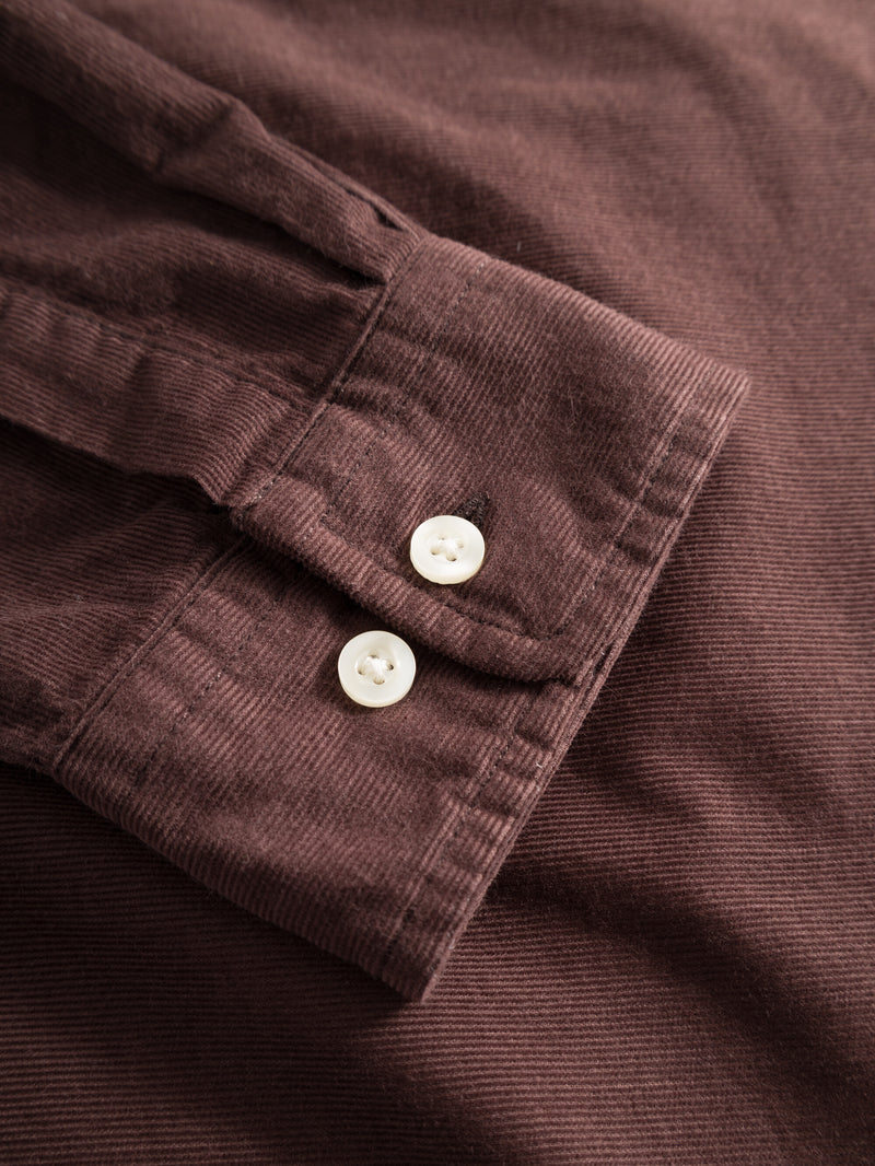 KnowledgeCotton Apparel - MEN Regular fit corduroy shirt Shirts 1404 Deep Mahogany