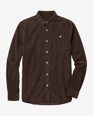 KnowledgeCotton Apparel - MEN Regular fit corduroy shirt Shirts 1487 Chocolate Torte