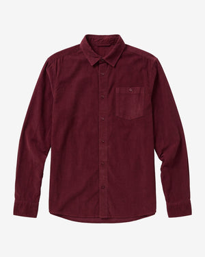 KnowledgeCotton Apparel - MEN Regular fit corduroy shirt Shirts 1500 Burgundy