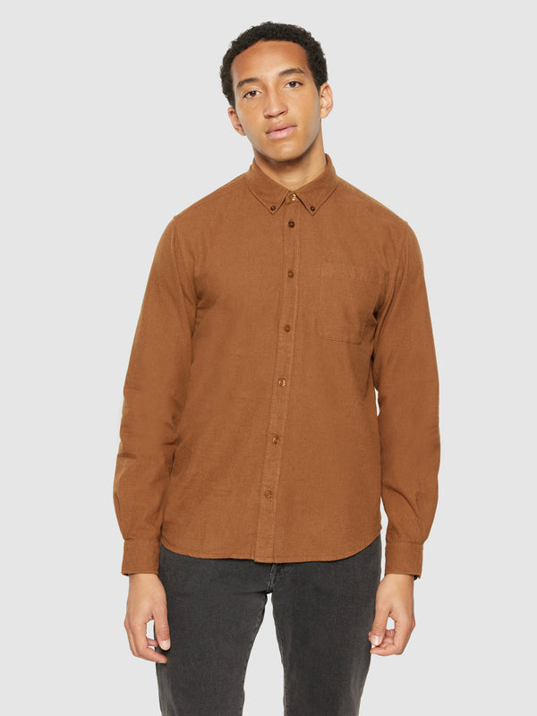 KnowledgeCotton Apparel - MEN Regular fit melangé flannel shirt Shirts 1121 Dachshund