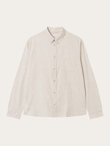 KnowledgeCotton Apparel - MEN Regular fit melangé flannel shirt Shirts 1165 Greige