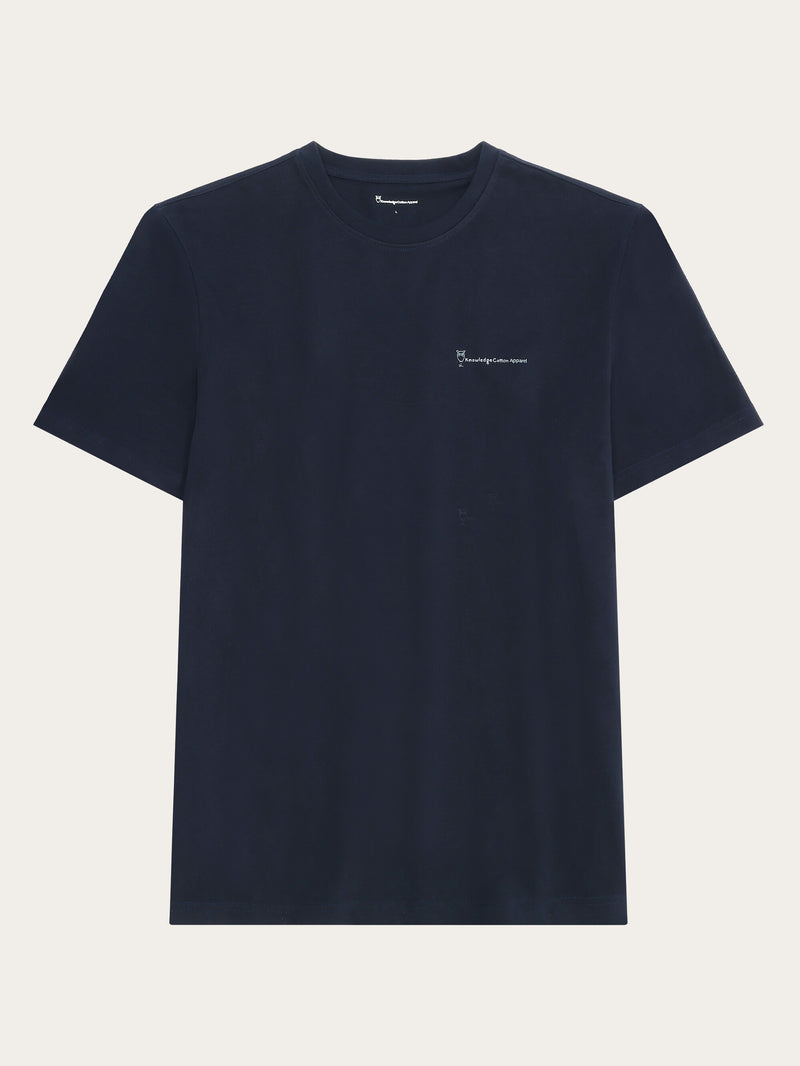 KnowledgeCotton Apparel - MEN Regular fit owl trip print t-shirt - Regenerative Organic Certified® - GOTS/Vegan T-shirts 1412 Night Sky
