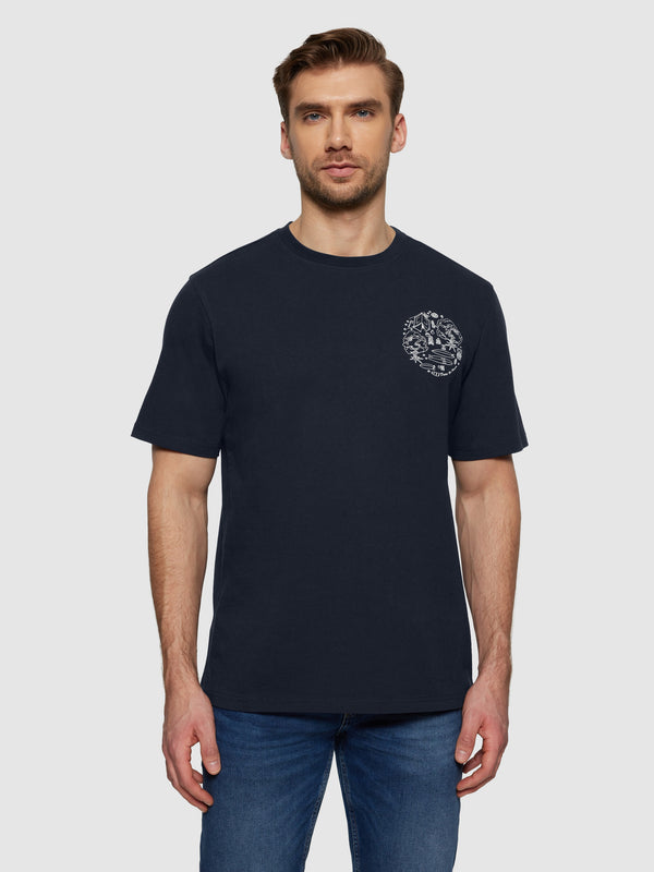 KnowledgeCotton Apparel - MEN Regular fit print t-shirt - GOTS/Vegan T-shirts 1412 Night Sky