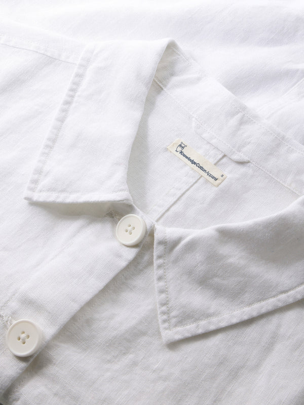 KnowledgeCotton Apparel - WMN Regular linen overshirt - GOTS/Vegan Overshirts 1010 Bright White