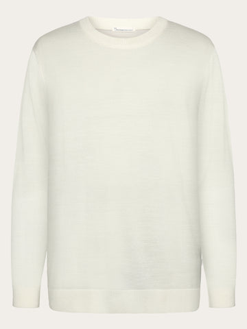 KnowledgeCotton Apparel - MEN Merino crew neck sweater Knits 1387 Egret