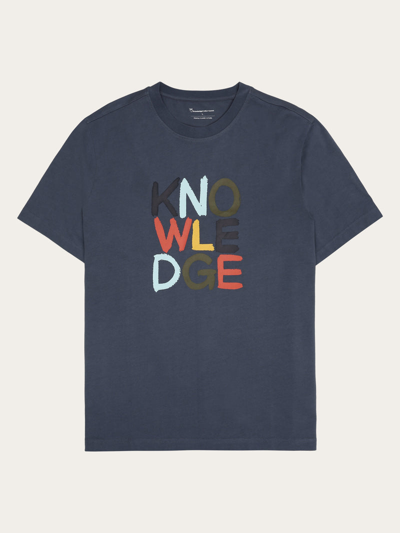 KnowledgeCotton Apparel - MEN Regular short sleeve heavy single t-shirt - Regenerative Organic Certified™ - GOTS/Vegan T-shirts 1226 Vintage Indigo