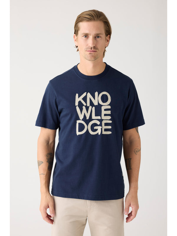 KnowledgeCotton Apparel - MEN Regular short sleeve heavy single t-shirt - Regenerative Organic Certified™ - GOTS/Vegan T-shirts 1412 Night Sky