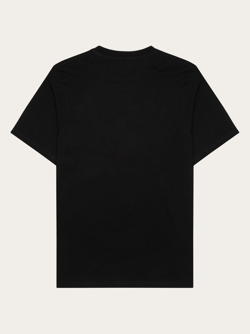 KnowledgeCotton Apparel - MEN Regular single jersey mountain owl printed t-shirt - Regenerative Organic Certified™ - GOTS T-shirts 1300 Black Jet