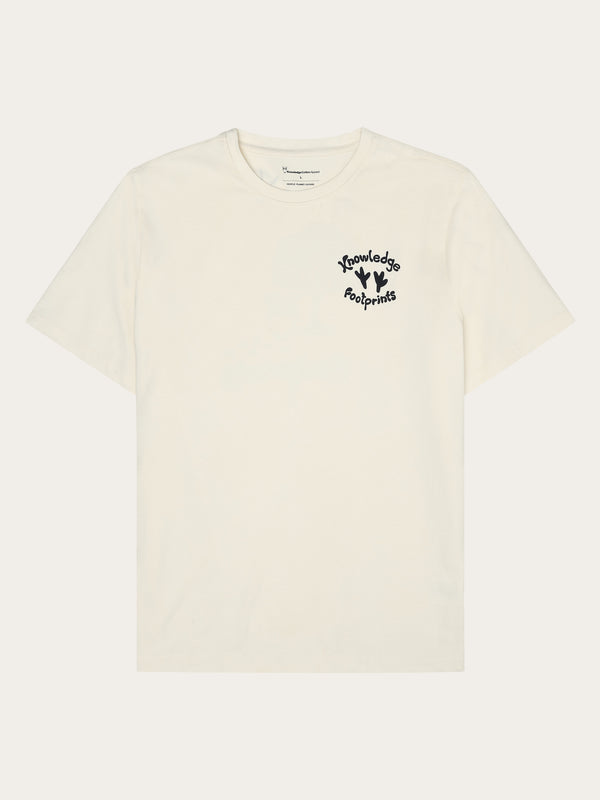 KnowledgeCotton Apparel - MEN Regular single jersey printed t-shirt - Regenerative Organic Certified™ - GOTS/Vegan T-shirts 1387 Egret