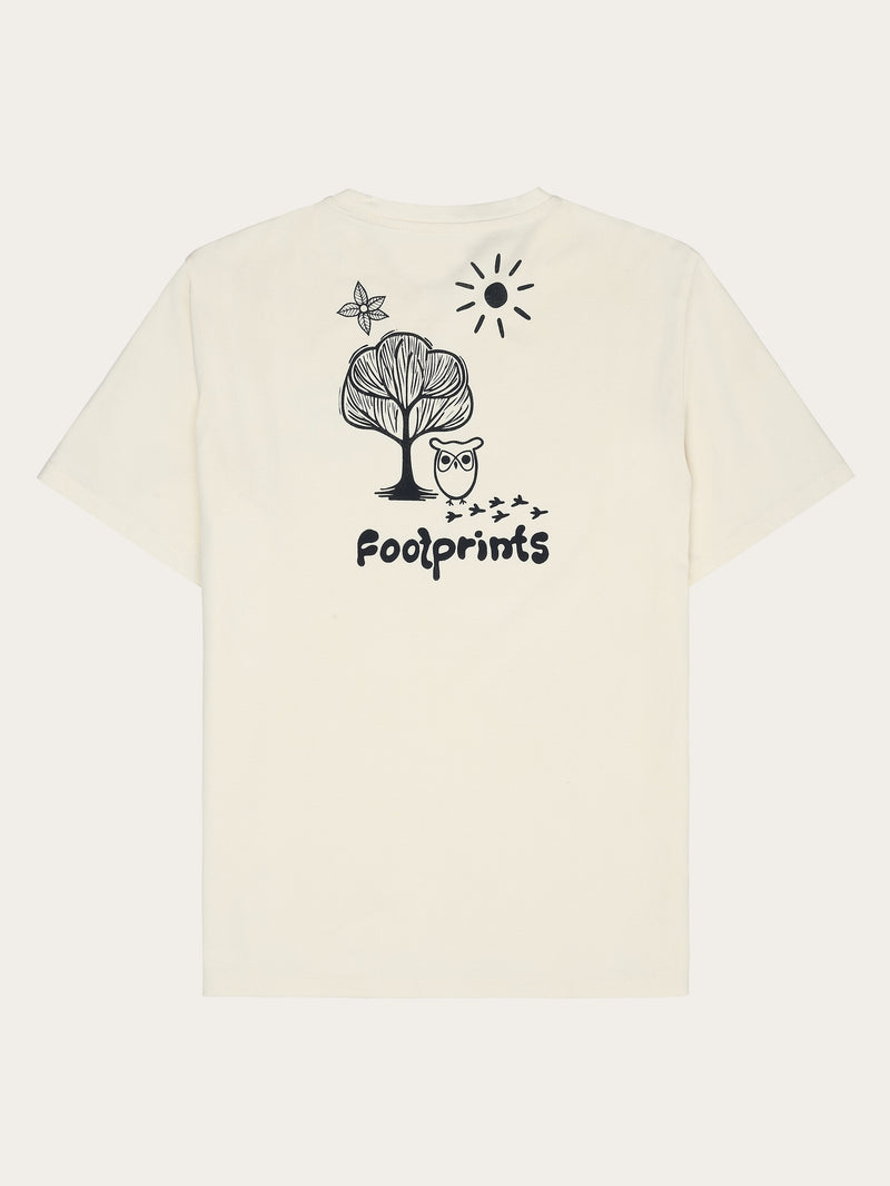 KnowledgeCotton Apparel - MEN Regular single jersey printed t-shirt - Regenerative Organic Certified™ - GOTS/Vegan T-shirts 1387 Egret