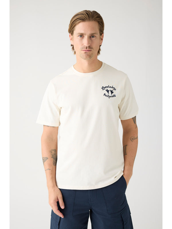 KnowledgeCotton Apparel - MEN Regular single jersey printed t-shirt - Regenerative Organic Certified™ - GOTS/Vegan T-shirts 1387 Egret