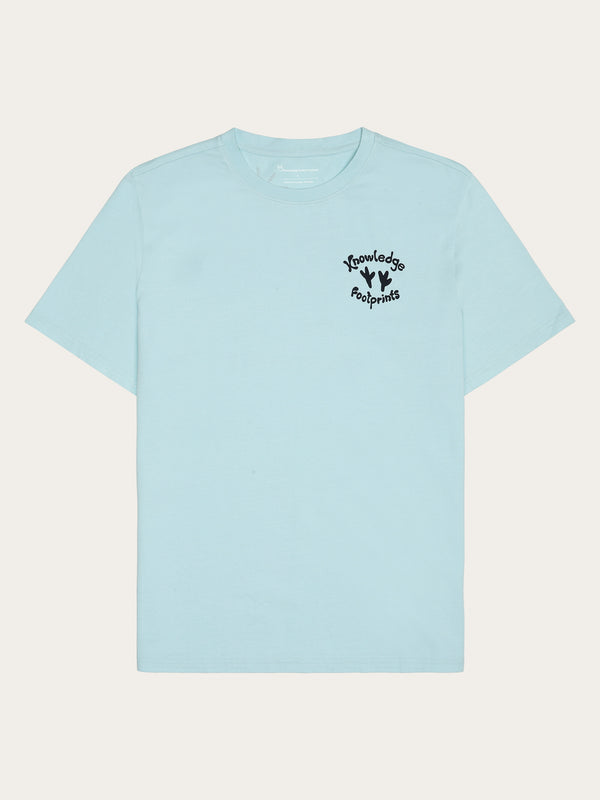 KnowledgeCotton Apparel - MEN Regular single jersey printed t-shirt - Regenerative Organic Certified™ - GOTS/Vegan T-shirts 1480 Aqua-Esque