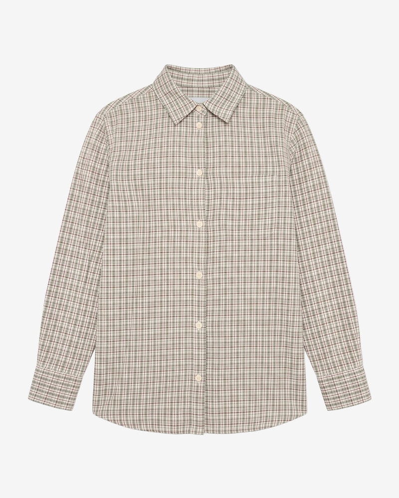 KnowledgeCotton Apparel - WMN Relaxed check shirt Shirts 7023 Green check