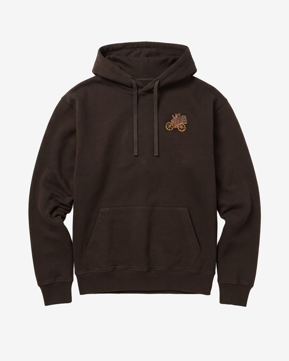 KnowledgeCotton Apparel - MEN Relaxed embroidery hoodie Sweats 1487 Chocolate Torte