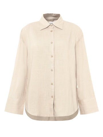 KnowledgeCotton Apparel - WMN Relaxed linen-mix shirt Shirts 1387 Egret