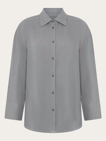 KnowledgeCotton Apparel - WMN Relaxed linen-mix shirt Shirts 1493 Ultimate Grey