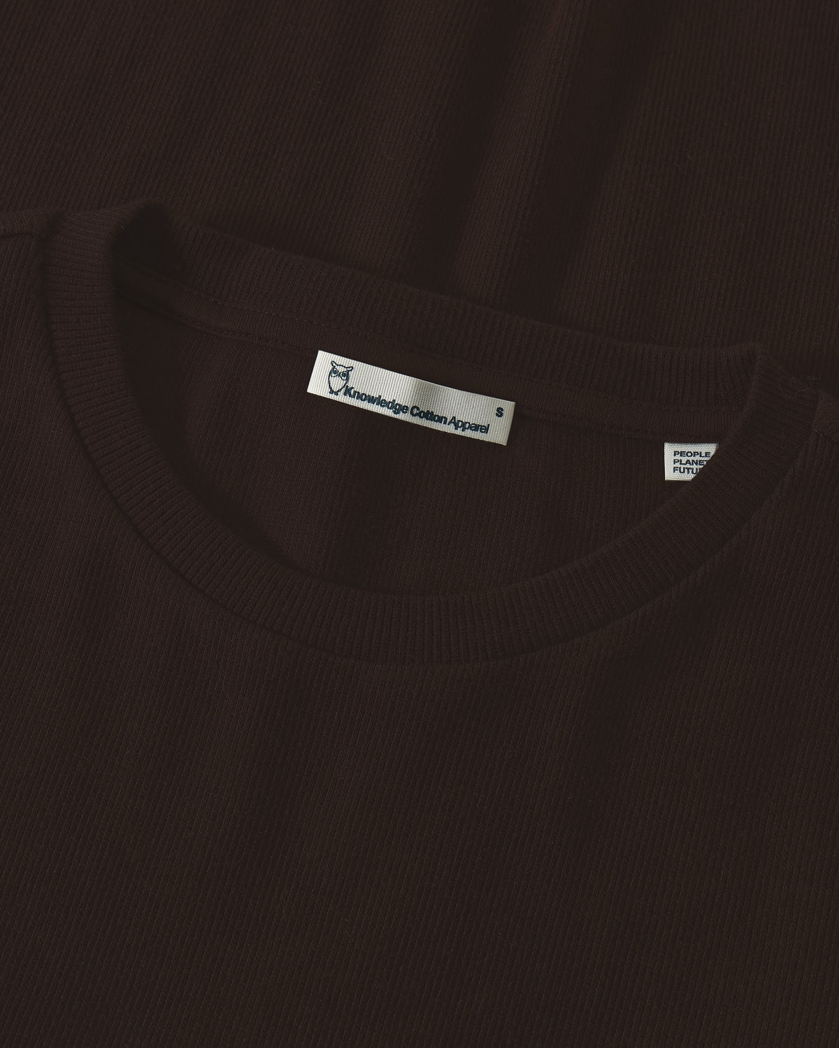 KnowledgeCotton Apparel - WMN Rib Scoop neck long sleeved Long Sleeves 1487 Chocolate Torte