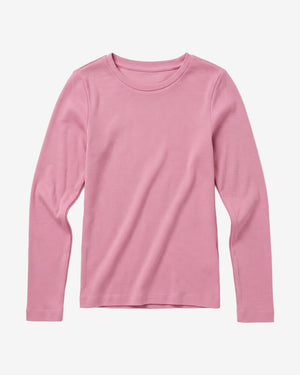 KnowledgeCotton Apparel - WMN Rib Scoop neck long sleeved Long Sleeves 1503 Orchid Haze