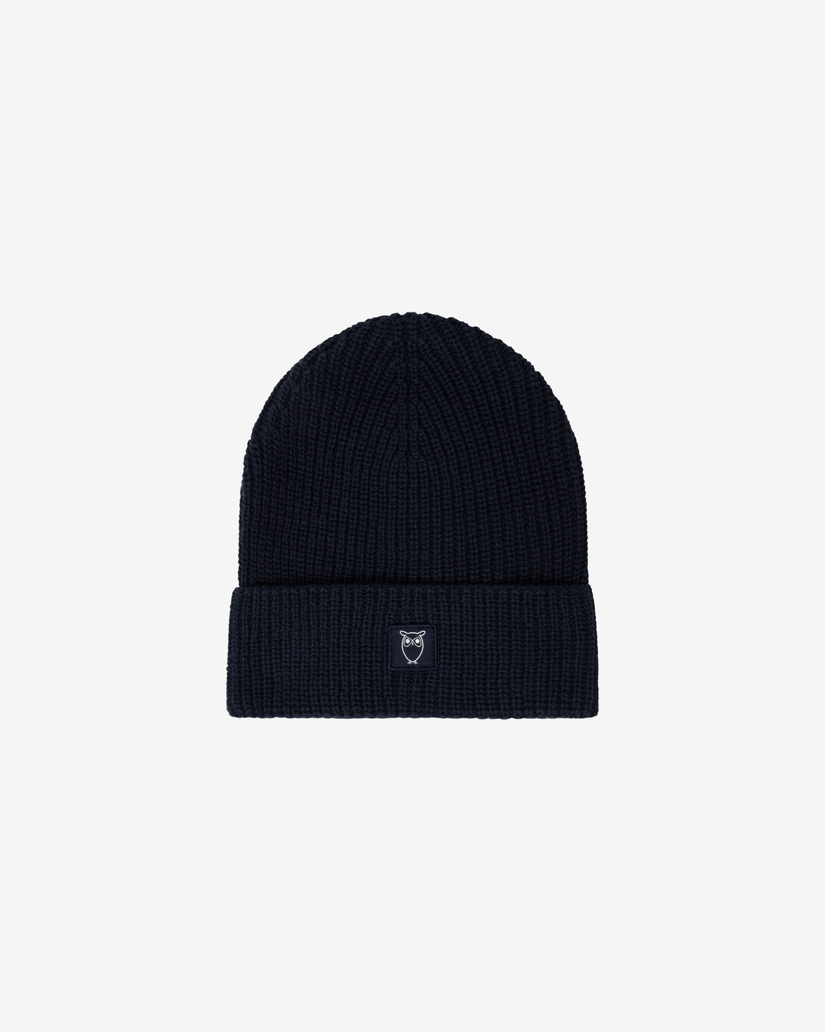 KnowledgeCotton Apparel - UNI Rib badge beanie Hats 1001 Total Eclipse