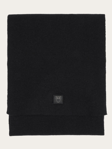 KnowledgeCotton Apparel - UNI Rib knit wool scarf Scarfs 1300 Black Jet