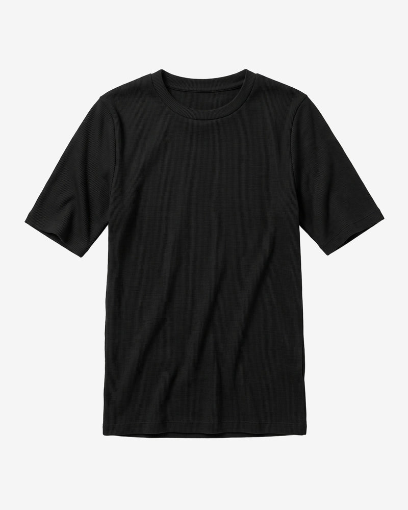KnowledgeCotton Apparel - WMN Rib t-shirt T-shirts 1300 Black Jet