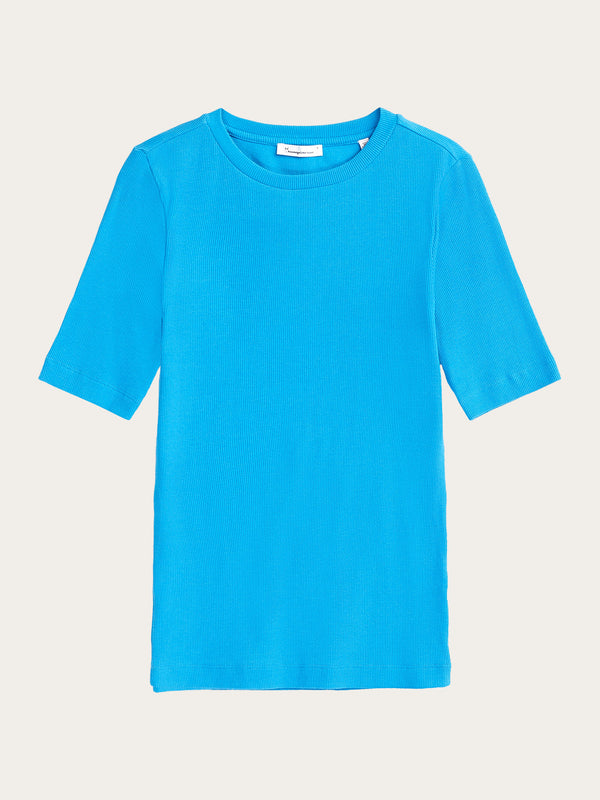 KnowledgeCotton Apparel - WMN Rib t-shirt T-shirts 1445 Malibu Blue