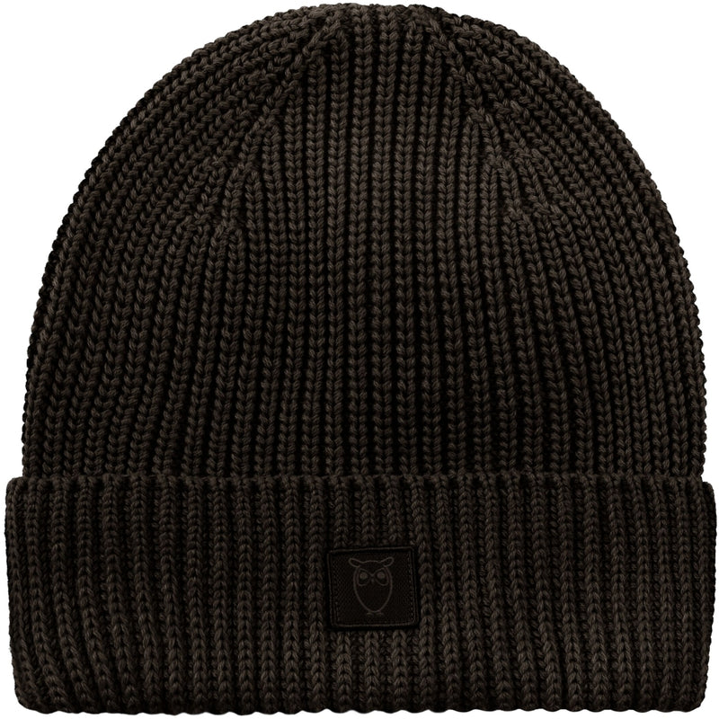KnowledgeCotton Apparel - UNI Ribbing hat Hats 1487 Chocolate Torte
